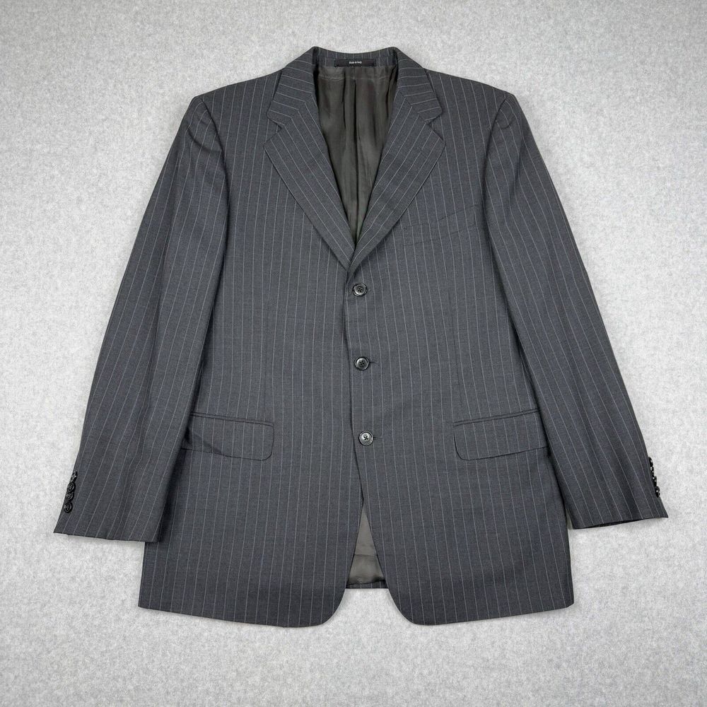 Ermenegildo Zegna‎ Blazer Mens 44 Black Striped Heritage Wool Coat Made In Italy